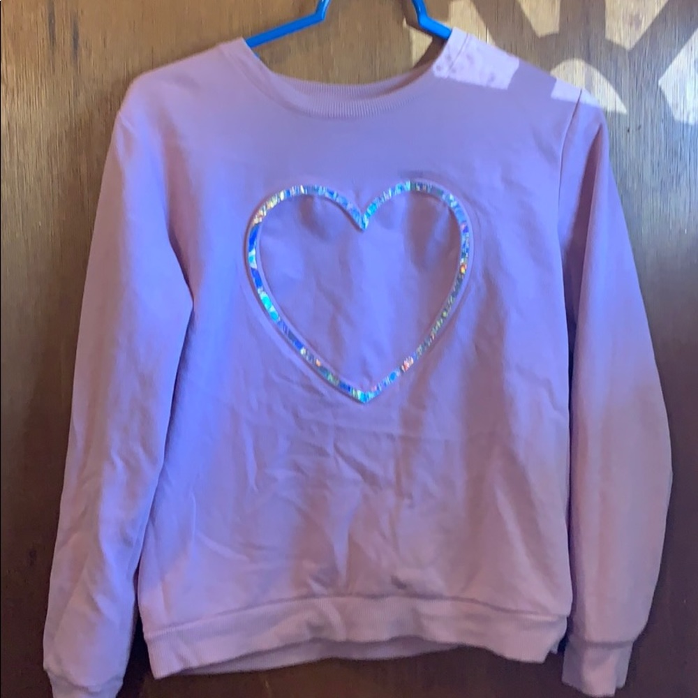 Pink/Mauve Girls sweatshirt with shiny heart